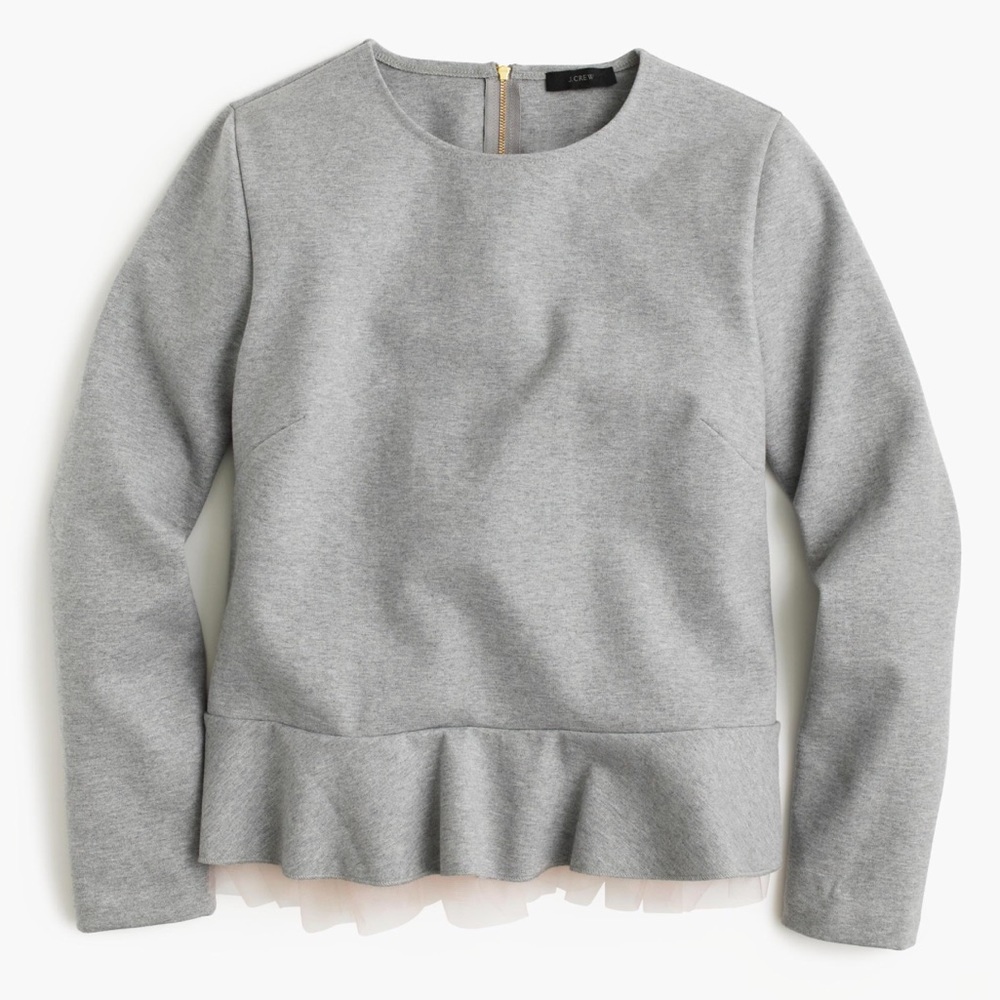 J.crew grey tulle-hem top